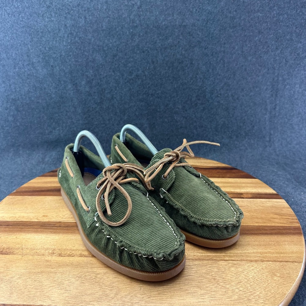 Sperry Top-Sider Mens 7.5M Olive Green Corduroy Boat Shoes 10509851 Loafers - Picture 2 of 12